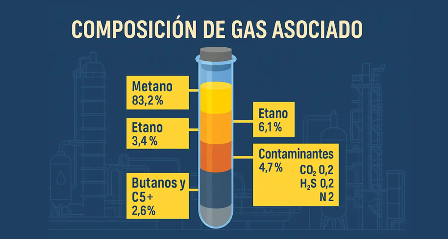 Composición del gas asociado en producción petrolera: qué contiene, cómo se analiza y por qué es clave para la rentabilidad