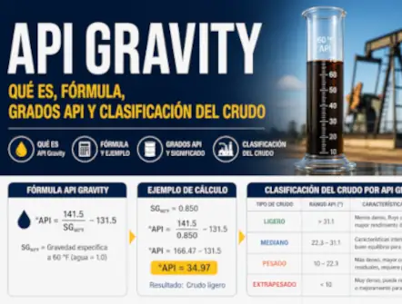 API Gravity: qué es, fórmula, grados API y clasificación del crudo