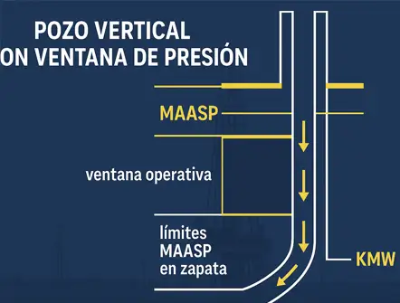 Control de Pozos (Well Control): prevención de kicks, cálculo de KMW y límites MAASP