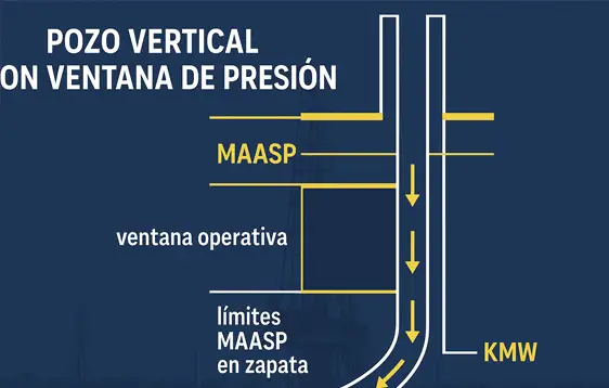 Control de Pozos (Well Control): prevención de kicks, cálculo de KMW y límites MAASP