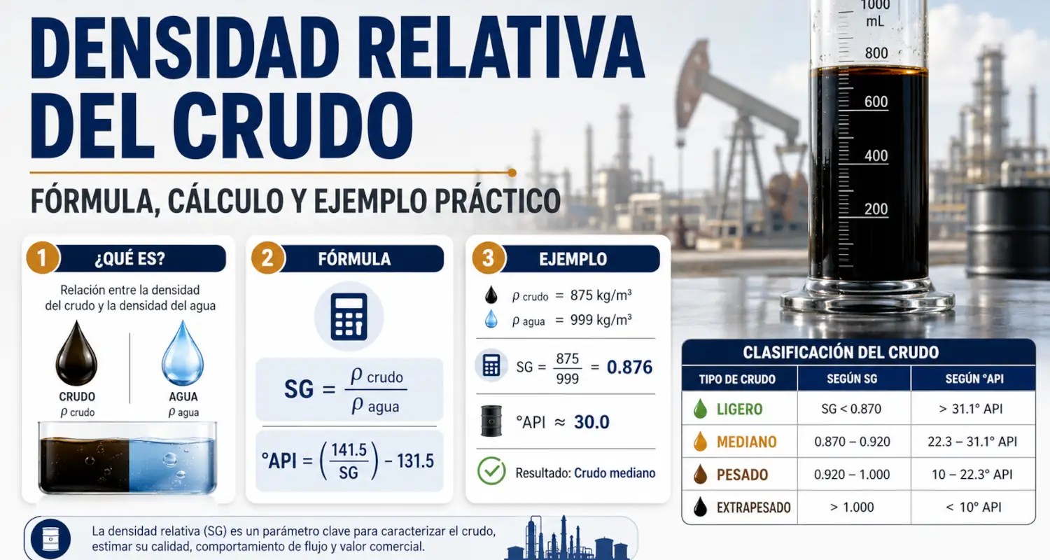 Densidad relativa en petróleo crudo: cálculo, aplicación y diferencias con la Gravedad API