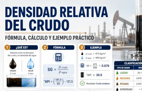 Densidad relativa en petróleo crudo: cálculo, aplicación y diferencias con la Gravedad API