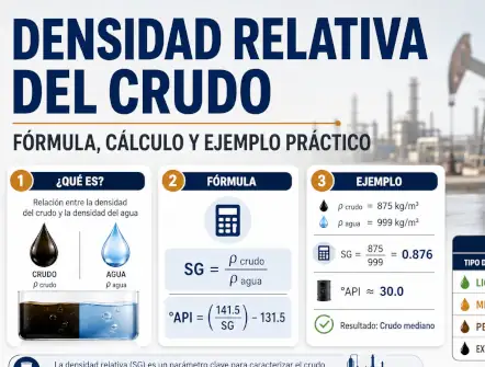 Densidad relativa en petróleo crudo: cálculo, aplicación y diferencias con la Gravedad API