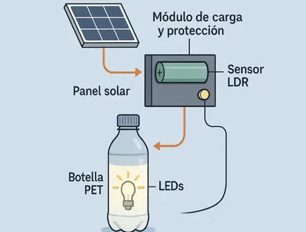 Lámpara solar casera con botellas recicladas: guía paso a paso