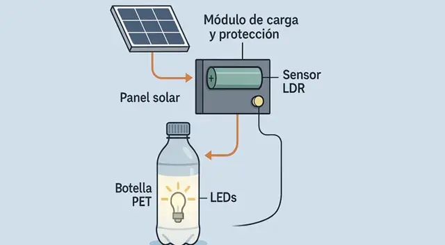 Lámpara solar casera con botellas recicladas: guía paso a paso