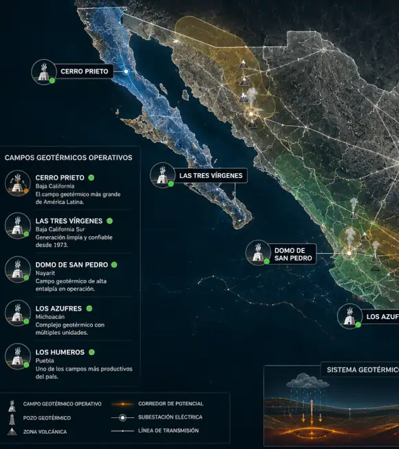 El mapa geotérmico de México: potencial real, zonas clave e inversiones bloqueadas