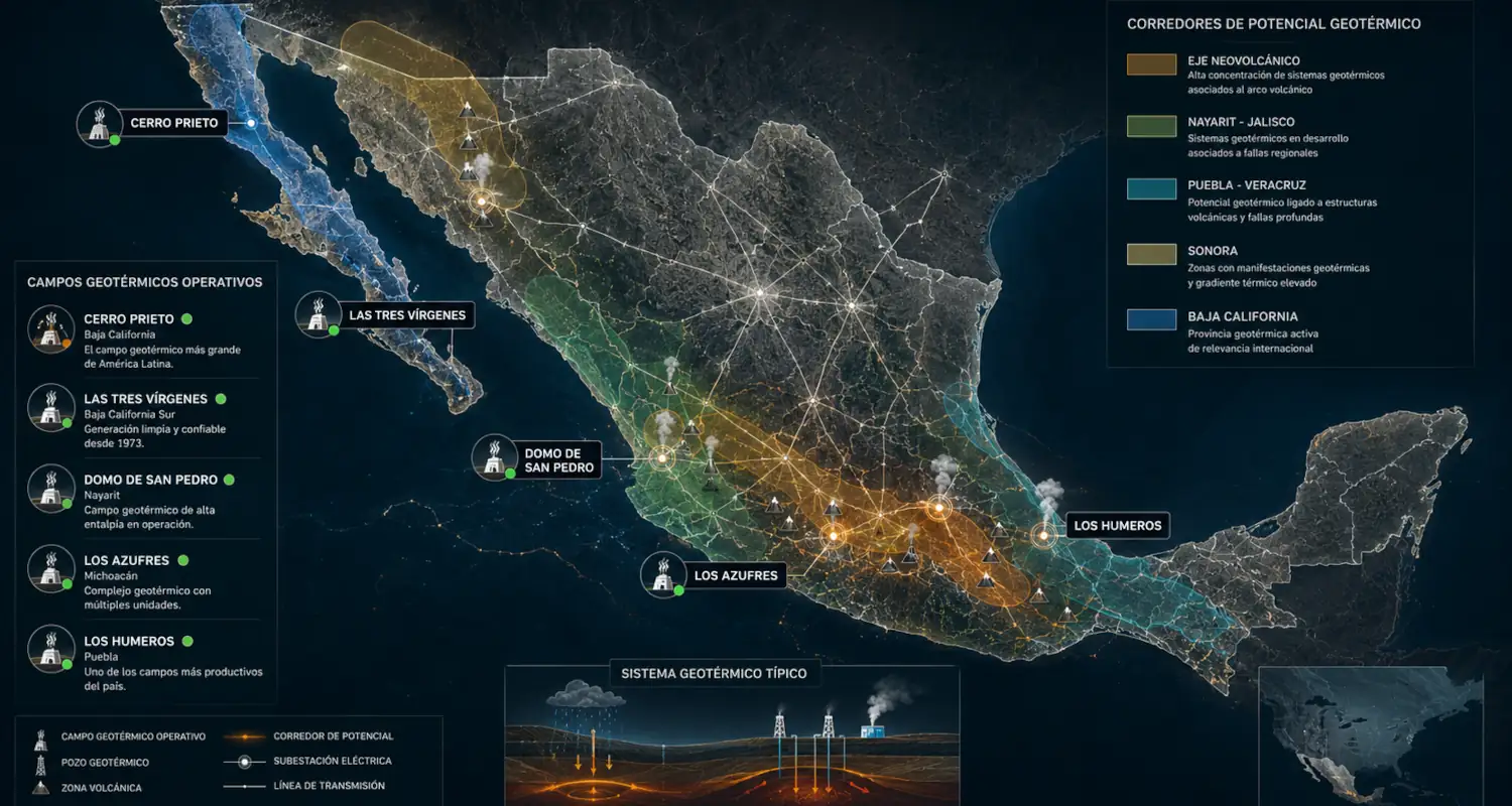 El mapa geotérmico de México: potencial real, zonas clave e inversiones bloqueadas