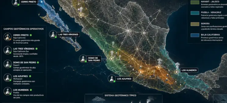 El mapa geotérmico de México: potencial real, zonas clave e inversiones bloqueadas