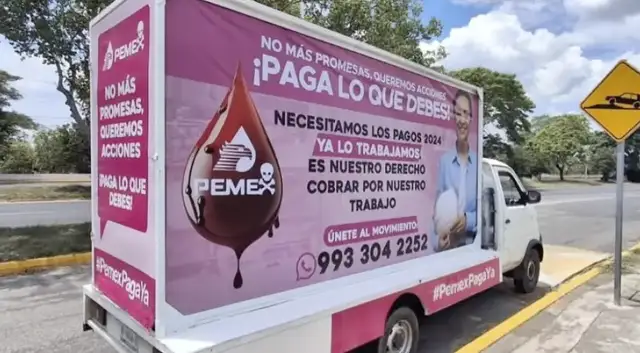 Vallas móviles exigen a Pemex pagos en Tabasco