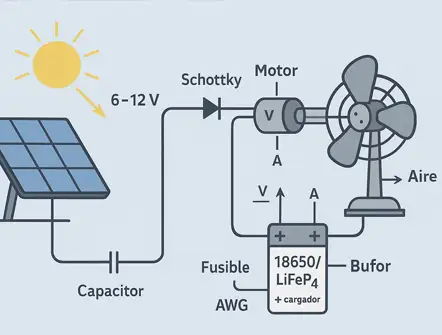 Ventilador solar con motor reciclado: tutorial paso a paso