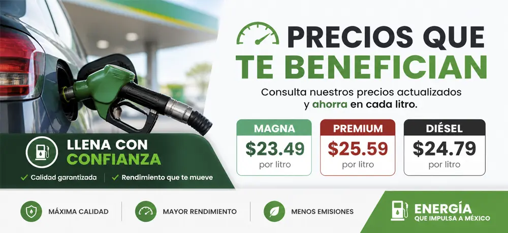 Precios de gasolina actualizados en México